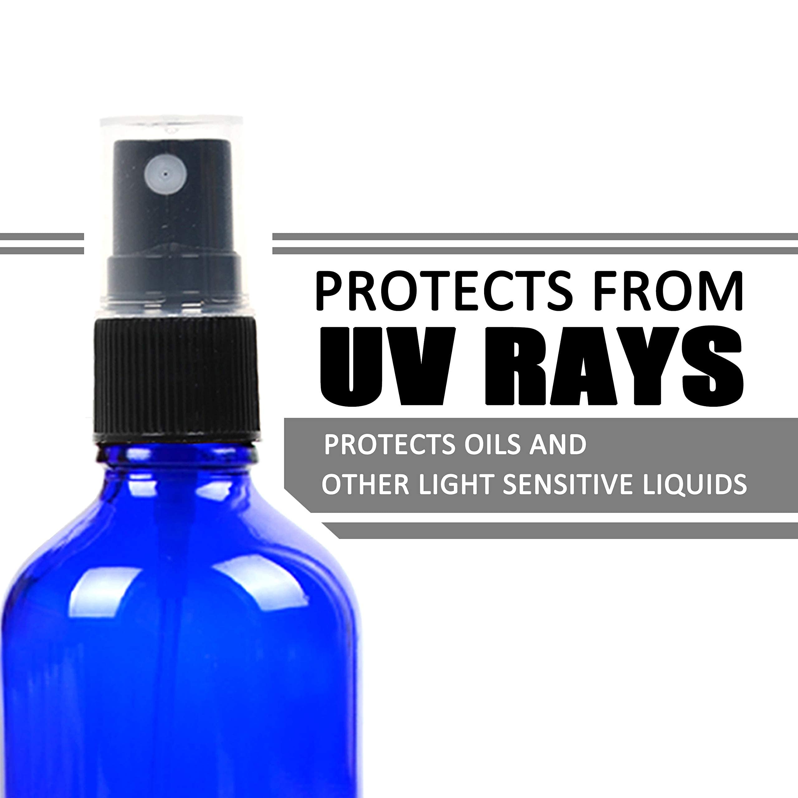 Youngever 16 Pack Empty Blue Glass Spray Bottles, 2 Ounce Refillable Container For Essential Oils, Cleaning Products, Or Aromath